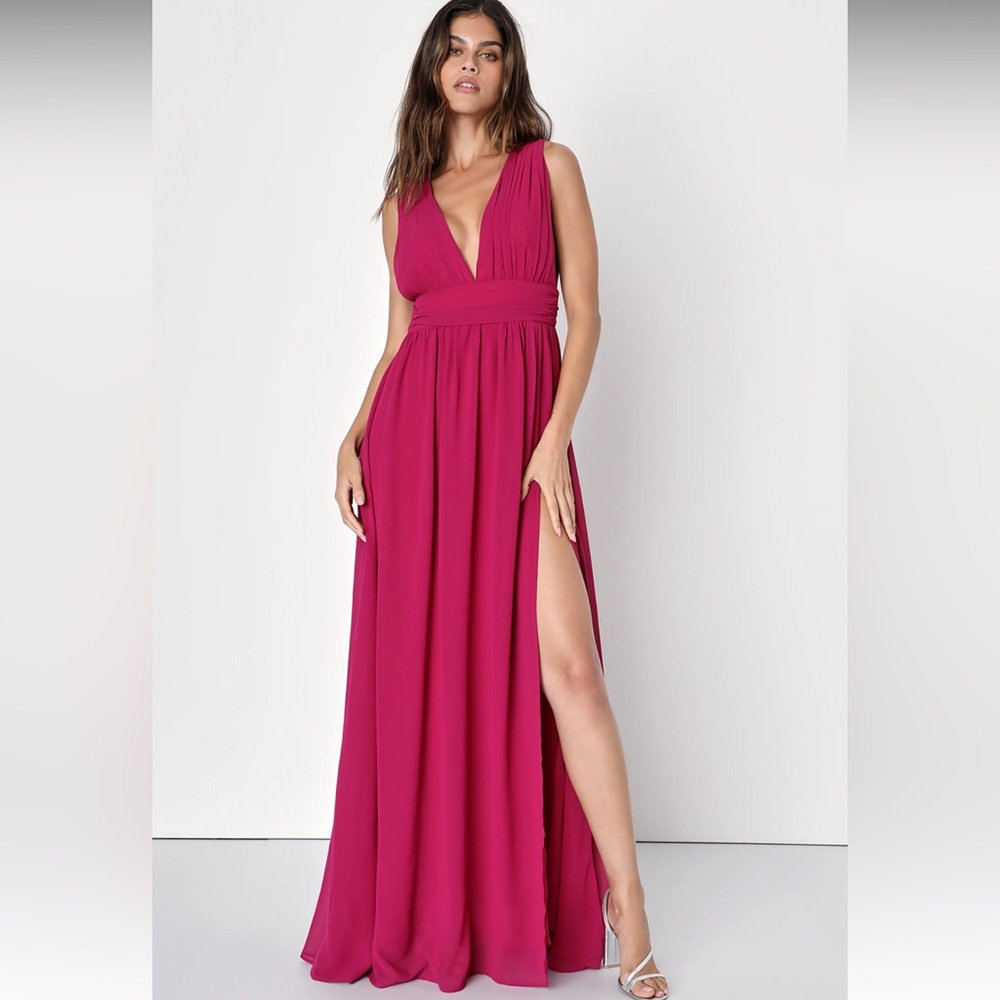 NWOT Lulus Heavenly Hues Magenta Maxi Dress